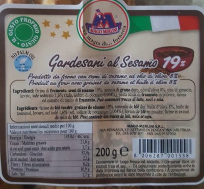 GRISSINI SESAME 200GR