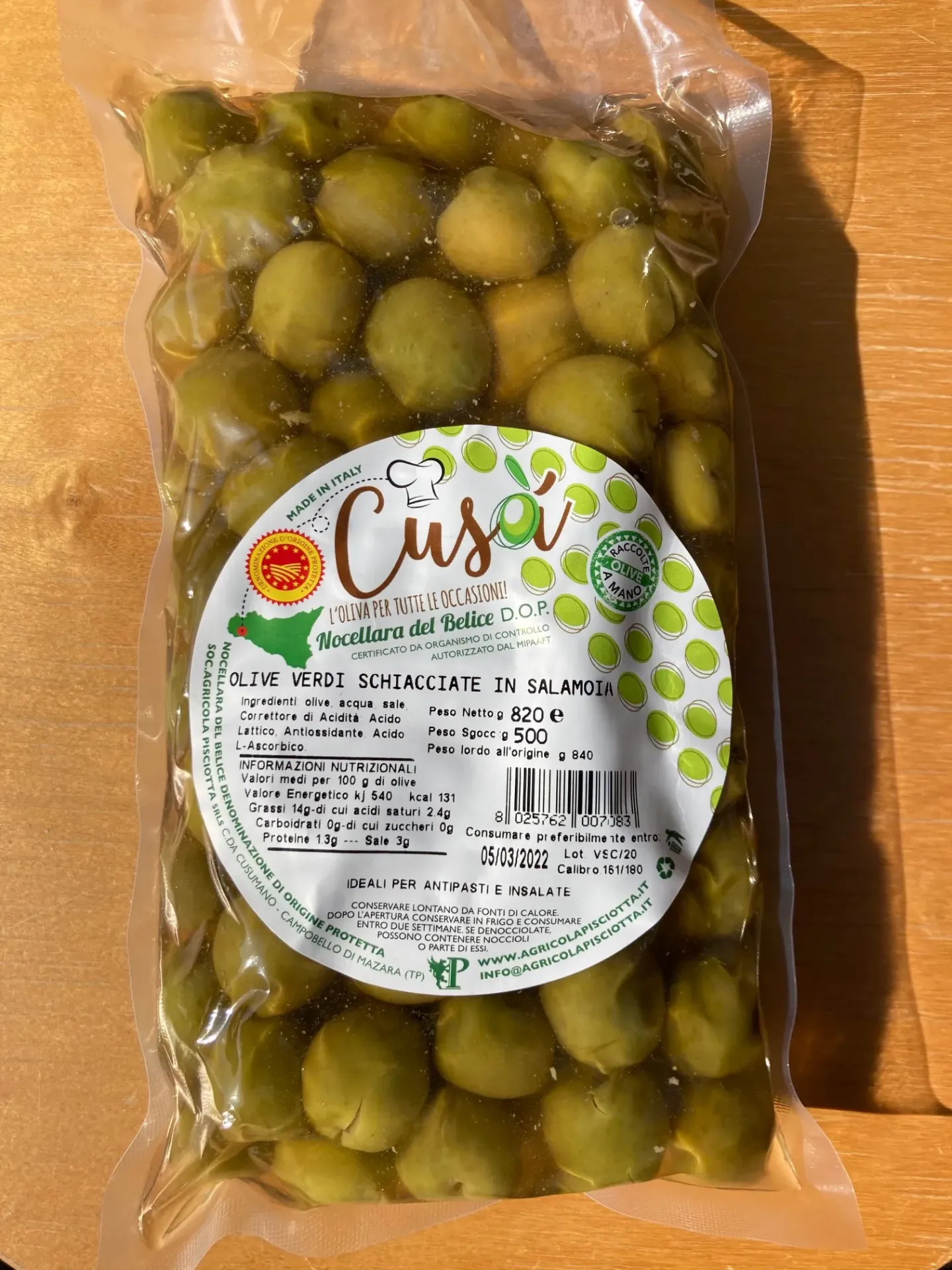 OLIVES VERTES CASSÉES 500GR